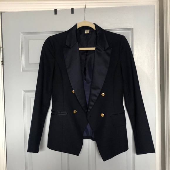 Navy blue blazer with gold colored buttons. - Picture 1 of 5
